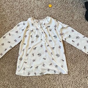 LOFT White Floral Blouse